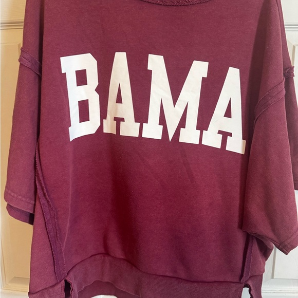 Alabama oversized ODDY Burgundy and White Women's Hoodie - Picture 2 of 5